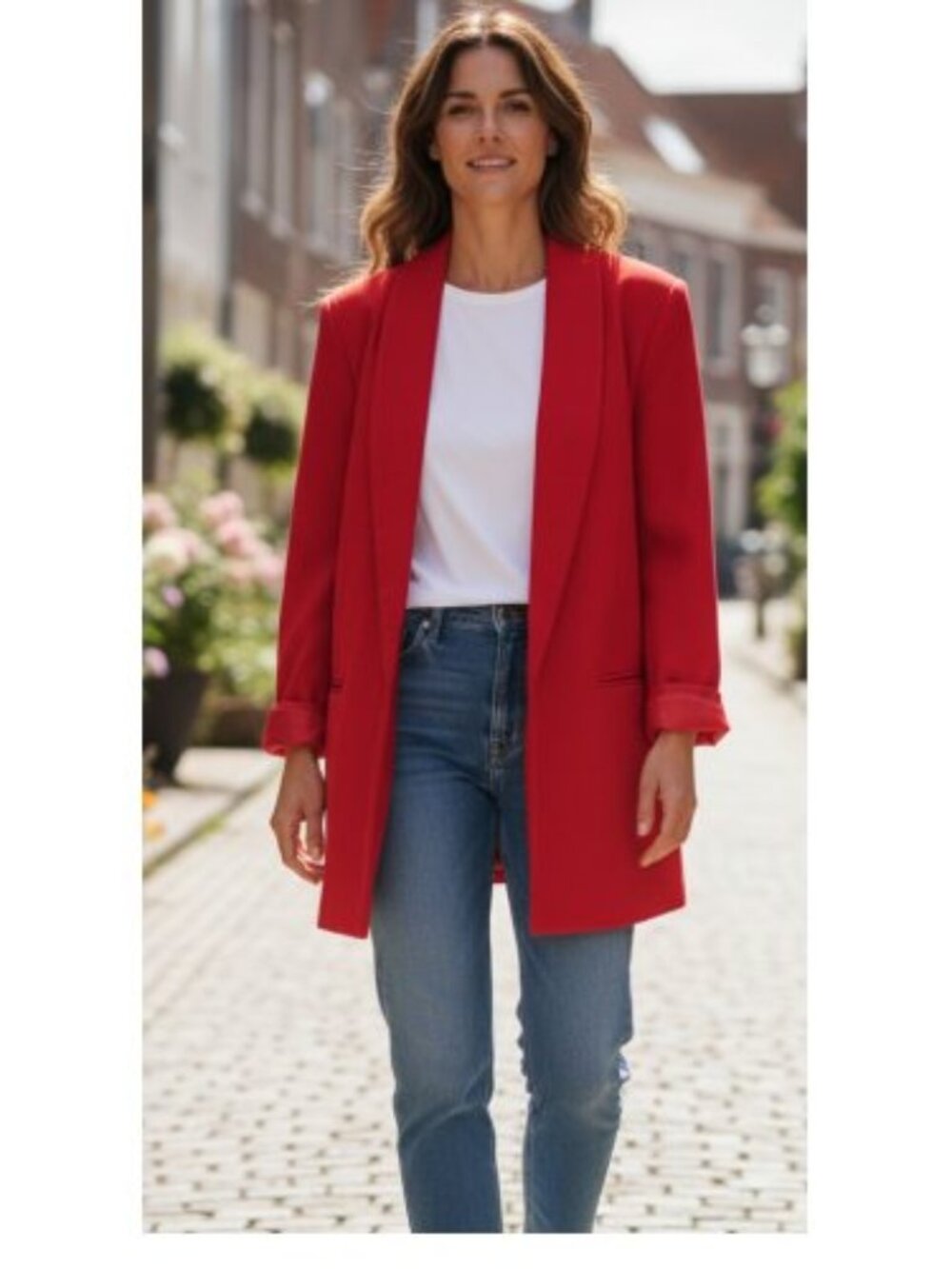 DAVID BENJAMIN Red Lined Wool Blazer Jacket Ladies Large